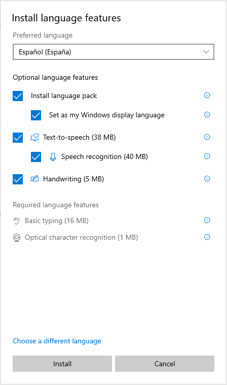 Installing language packs Windows 10