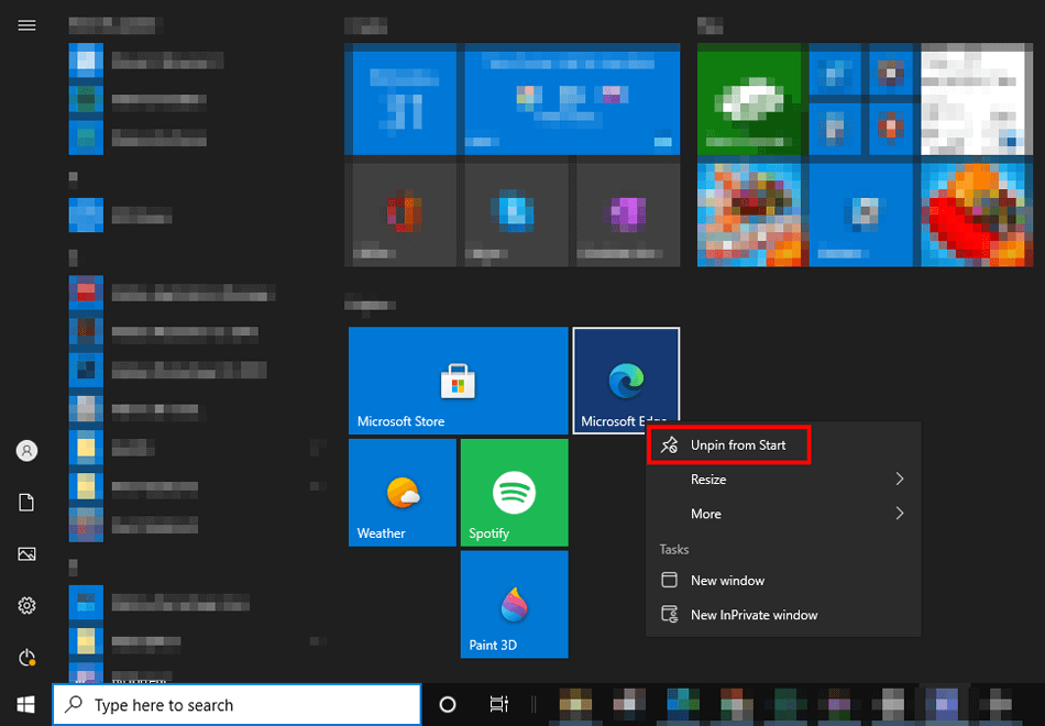 Removing Pop Up Tile from The Start Menu