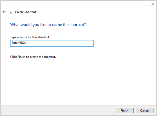 Renaming BIOS shortcut