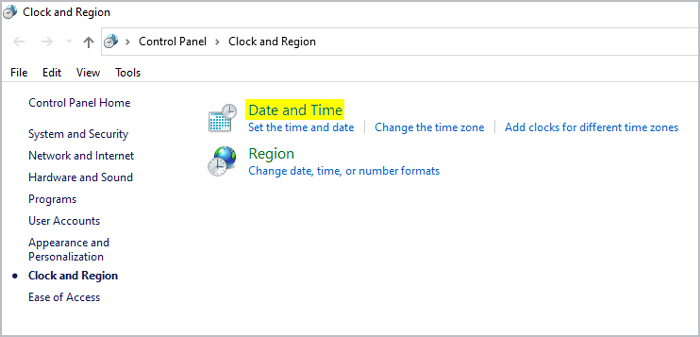 Windows Additional Date time & regional settings