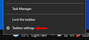 Windows taskbar settings