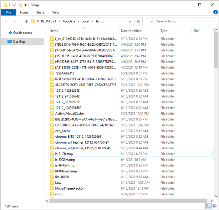 temp files windows